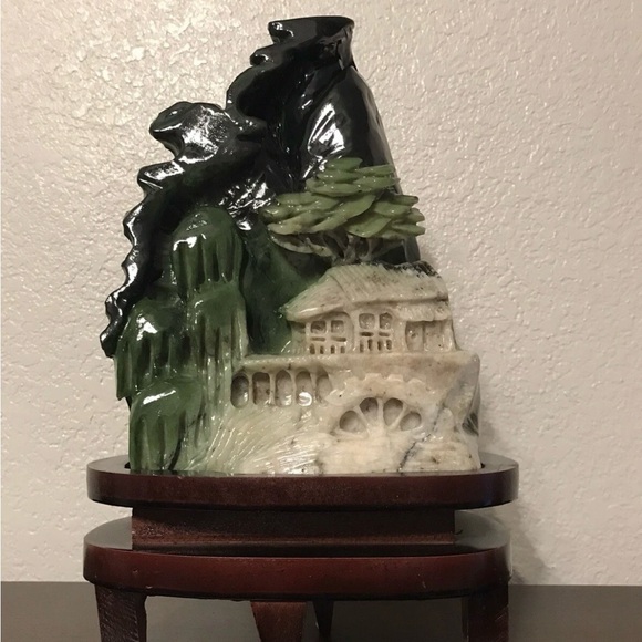 Jade Other - Chinese Dushan Jade Stone Carved Landscape Village Sculpture 12” Tall
